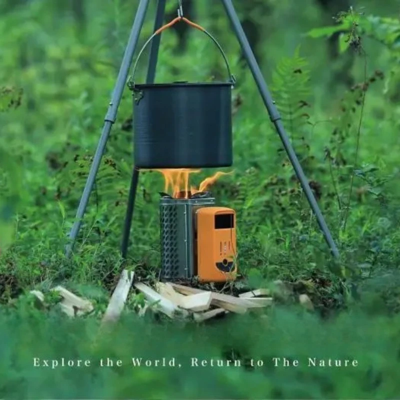 Thermal Power Generation Diesel Stove, Foldable Rechargeable Outdoor Picnic Stove, Stainless Steel Portable Camping Stove
