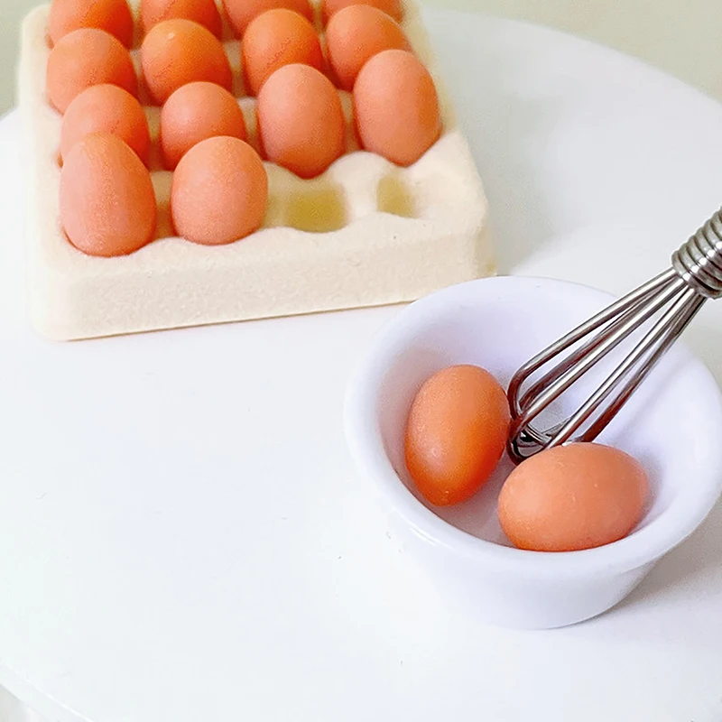 1/4/17 buah telur dengan nampan rumah boneka dapur mainan boneka aksesoris hadiah bermain rumah miniatur simulasi adegan makanan Model