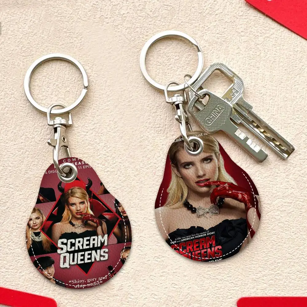 أفلام الرعب الكوميديا الصراخ كوينز مفتاح بولي Water شكل المياه المفاتيح النساء سيارة مفتاح حامل المنزل حلقة رئيسية حقيبة سحرية سيارة قلادة هدية