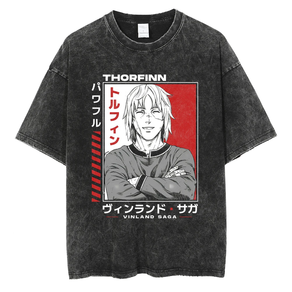 Herren Vinland Saga "I Have No Enemies" Grafik-T-Shirt Thorfinn Anime-Print Vintage Washed Oversized Casual Streetwear T-Shirt – Detail 12