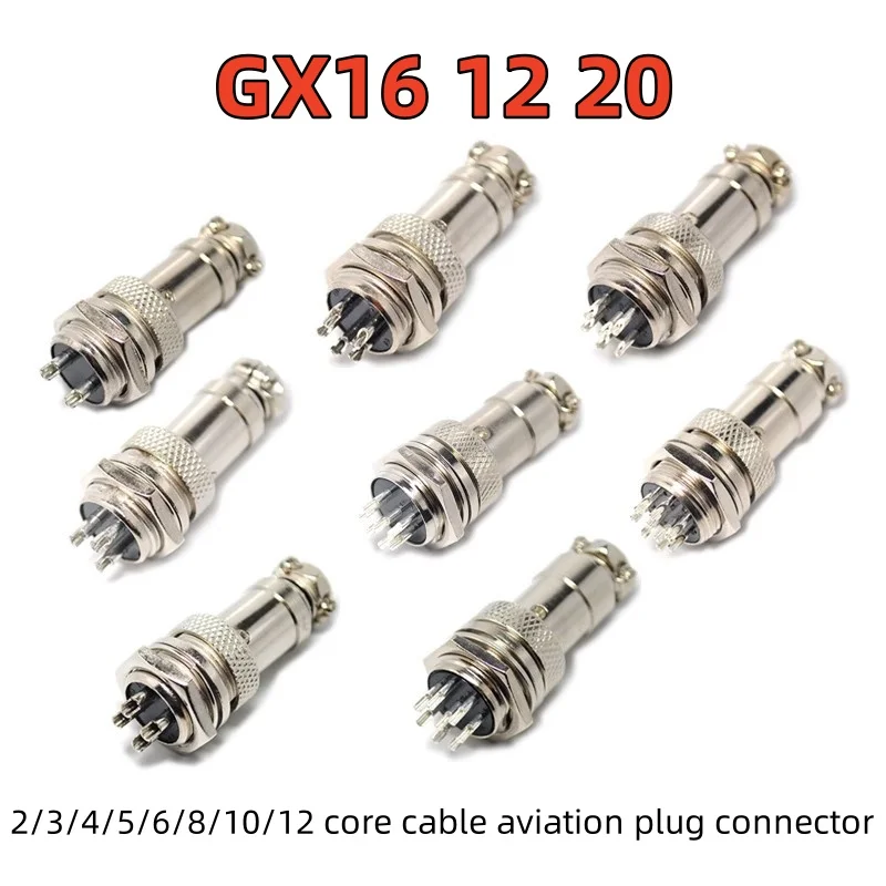 Aviation plug socket connector GX16 12 20-2/3/4/5/6/8/10/12 core cable aviation plug connector