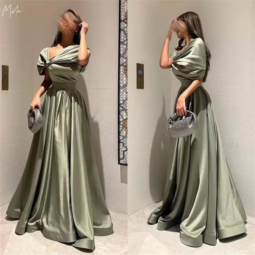 

Mila Elegant Ball Gown Party Dresses Empire Waist Satin Pleated 15 Quinceanera Dresses Customized Floor-Length Evening Dresses