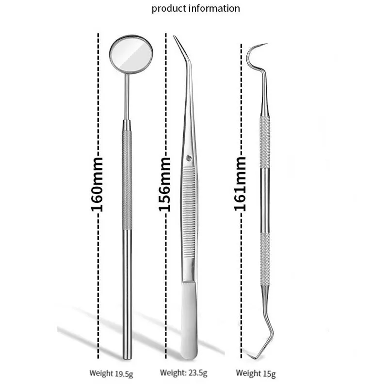 3PCS Stainless Steel Dental Tool Set Dental Oral Care Endoscopic Cleaning Calculus Remover Tooth Stains And Tartar