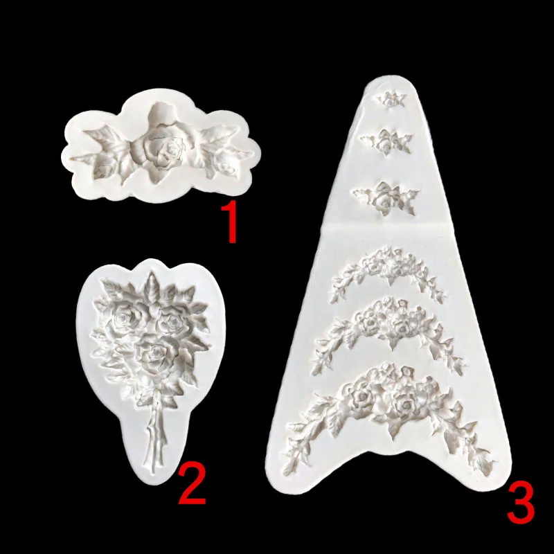 Bouquet Garland Bridal Decorative Peripheral Surrounding Border Rose Garland Fondant Silicone Mold Brickearth Mould