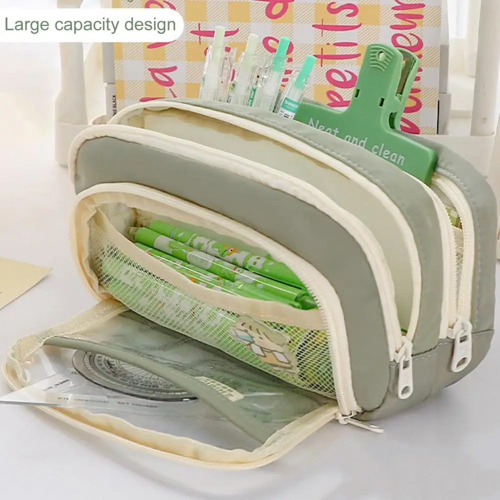 Pen Storage Pouch Window Pencil Bag Multi-pocket Window Pencil Case Capacity Stationery Organizer for Students Boys for School