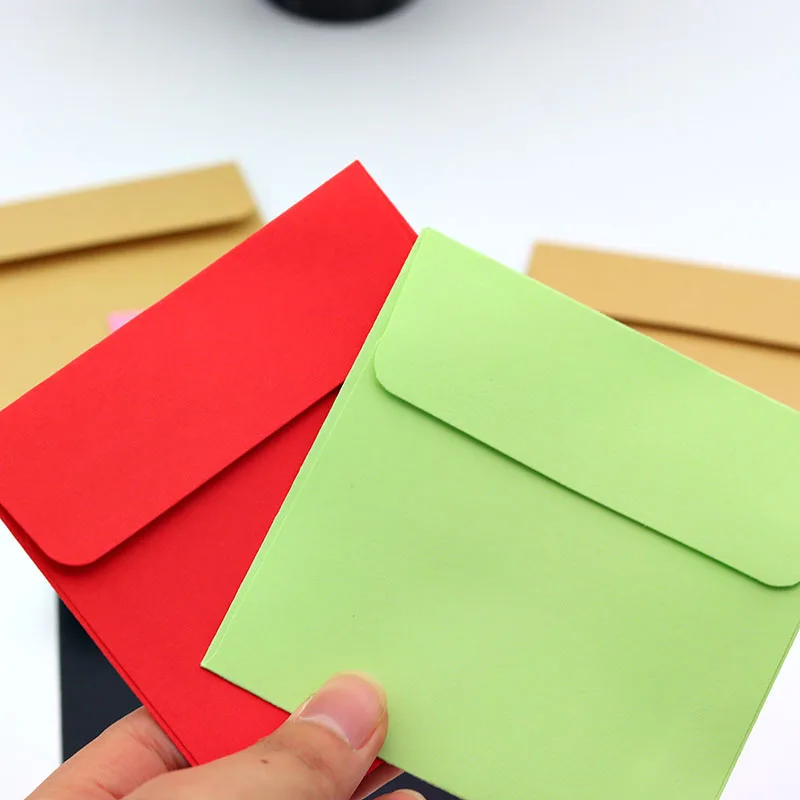 10Pcs 10x10cm Colorful Blank Mini Paper Envelopes Wedding Party Invitation Greeting Cards Gift Cover New Year Greeting Envelope