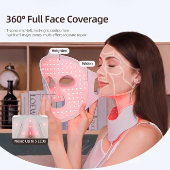7 Colors Photon Face Neck LED Mask 3D Flexible Silicone Facial Beauty Mask Red Light Infrared Skin Care Repair Skin Wireless Use 2