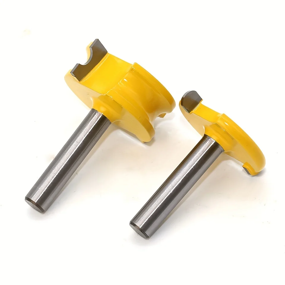 2pcs，8mm Shank T-Slot Tongue and Groove Router Bit - Flooring Cutter for Panel Assembly, Woodworking Edge Trimming and Carving