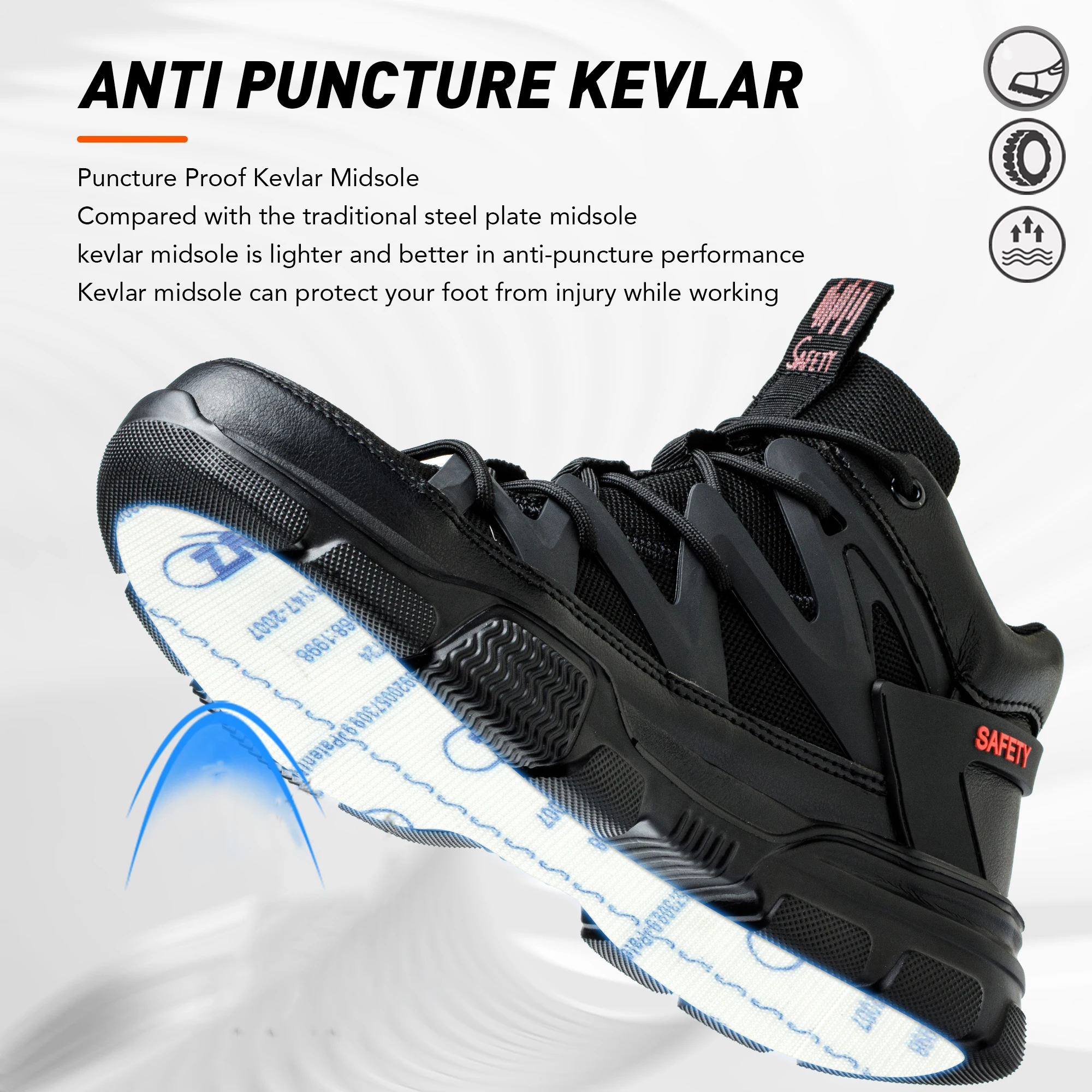 Work Safety Shoes Men's Safety Boots Anti-smash Work Shoes With  Plastic steel head Shoes Men Work Boots Anti-stab Safety Sneake