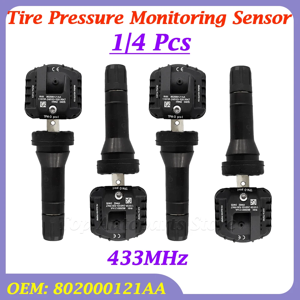 433MHz TPMS Tire Pressure Sensor 802000121AA For Chery Tiggo 2 3 3X 4 5 5X 7 8 Tiggo 7 8 PLUS Tiggo 8 Pro Max ARRIZO 5 6 GX