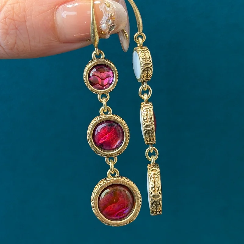 Vintage Pink Shell White Enamel Tassel Earrings 18k Gold Color Geometry Anniversary Gift Women'S Daily Jewelry Trending 2026 New
