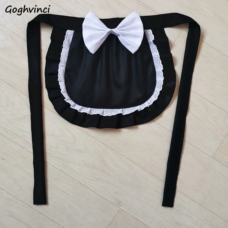 Bow Aprons Simple Fashion Cute Sweet Lolita Japanese Cosplay Young Lady Kitchen Cleaning Tools Half-length Apron Restaurant Maid