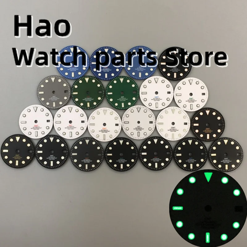 

BLIGER 29mm Watch Dial Black White Blue Gray Dial Black Green Blue Red Orange GMT Mark Green Luminous Fit NH34 Movement byBLIGER