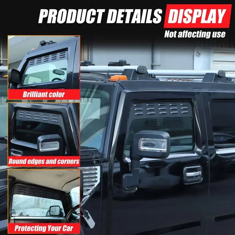 

For Hummer H2 2003-2009 Aluminum Alloy Black Car Front Rear Ventilation blinds Panel sticker Car exterior decoration accessories
