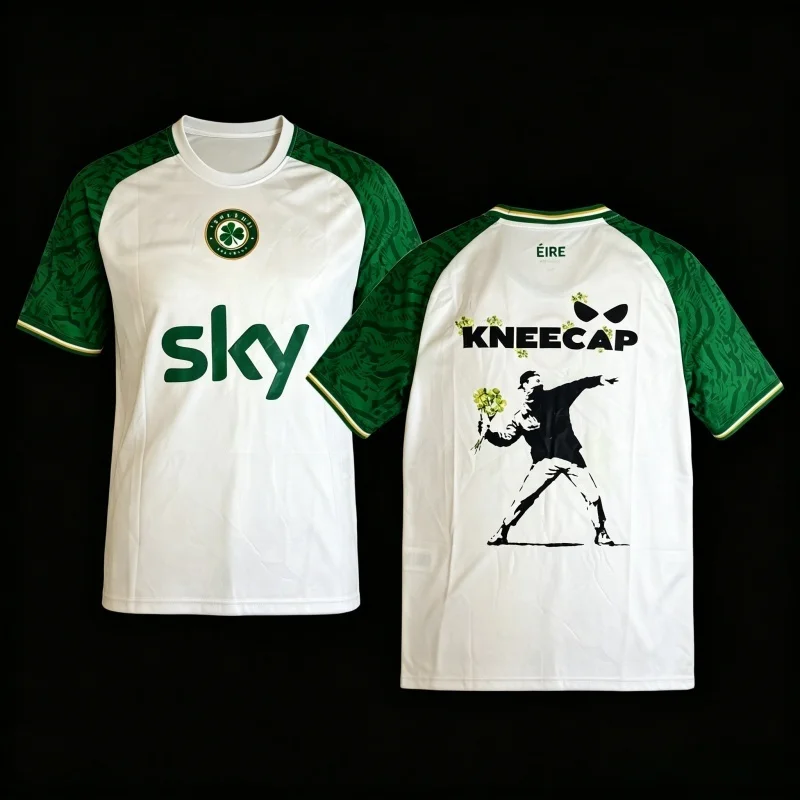 Kneecap Band  Tricolor Gradient Stripe Football Style T-Shirt,Men Women Quick Dry Breathable Casual Music Fan Athletic Tee