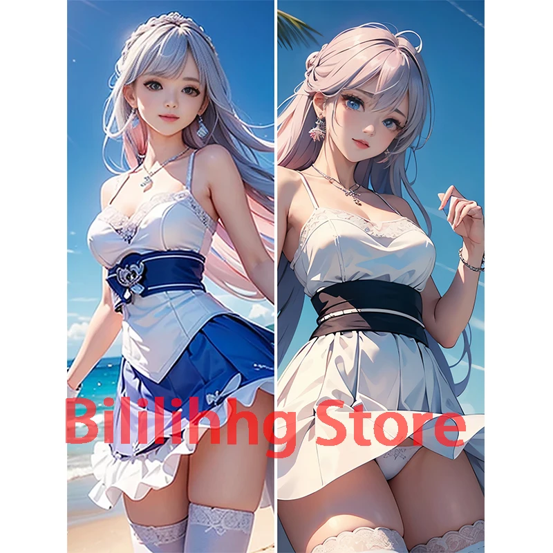 Dakimakura anime Genshin Impact Kamisato Ayaka Silver Hair Double-sided Print Life-size body pillows cover Adult pillowcase