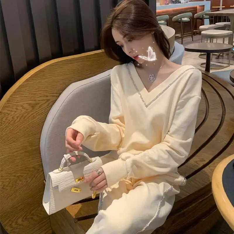 Queen Temperament Hoodie Set New Women Spring Autumn Winter Western Style Age Reducing Casual Sports Wide Leg Pants Twopieceset