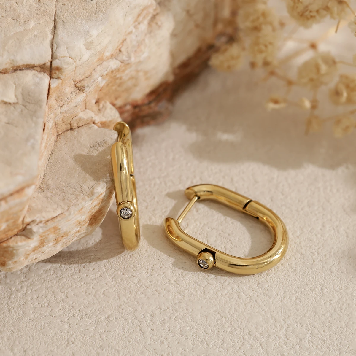 WILD & FREE 18K PVD Gold Plated Stainless Steel Hoop Earrings for Women Trendy Minimalist Huggie Earring Waterproof Jewelry