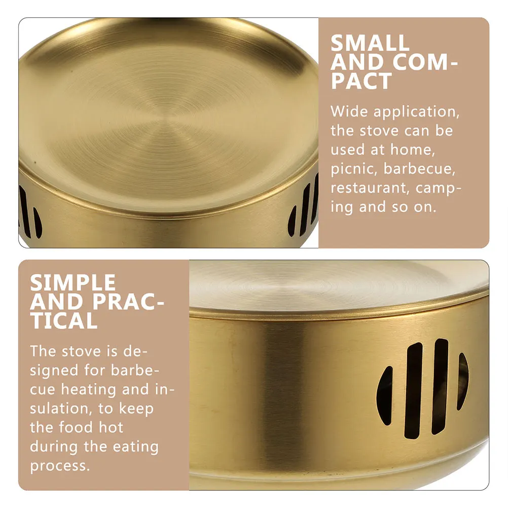 

Stainless Steel Insulation Stove 17cm Silver Round Portable Camping Grill Alcohol Heater Compact Size Easy Clean Detachable Tray