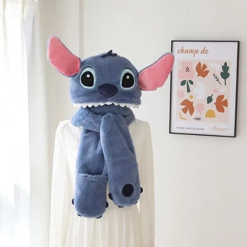 

Милая шапка Disney Stitch Lina Belle CookieAnn осень-зима теплый утолщенный теплый шарф интегрированный шарф с капюшоном шарф перчатки подарок