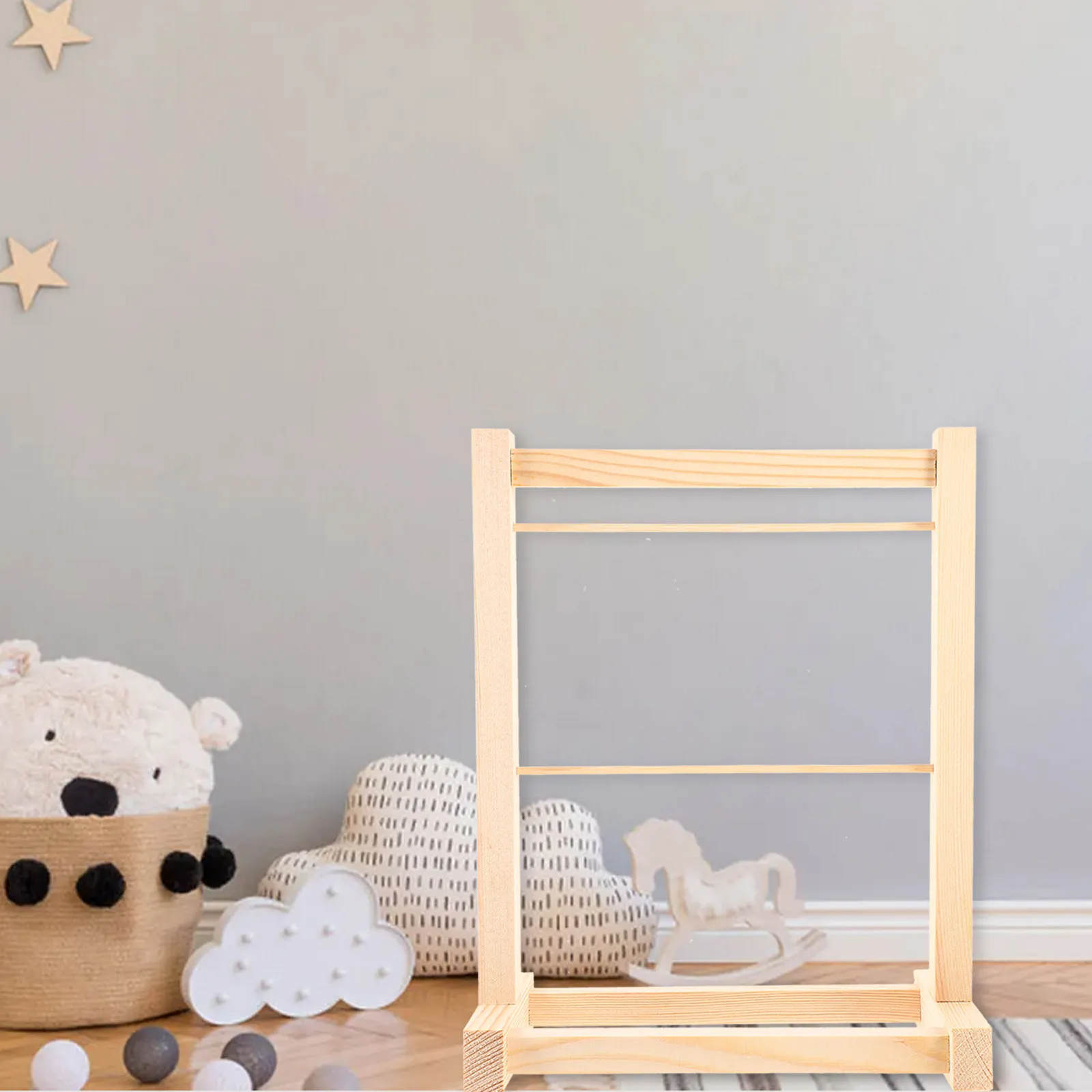 

Mini Wooden Hanger Rack Clothes Display Small Lightweight Clothes Storage Shelf Organizer for Miniature House Accessories