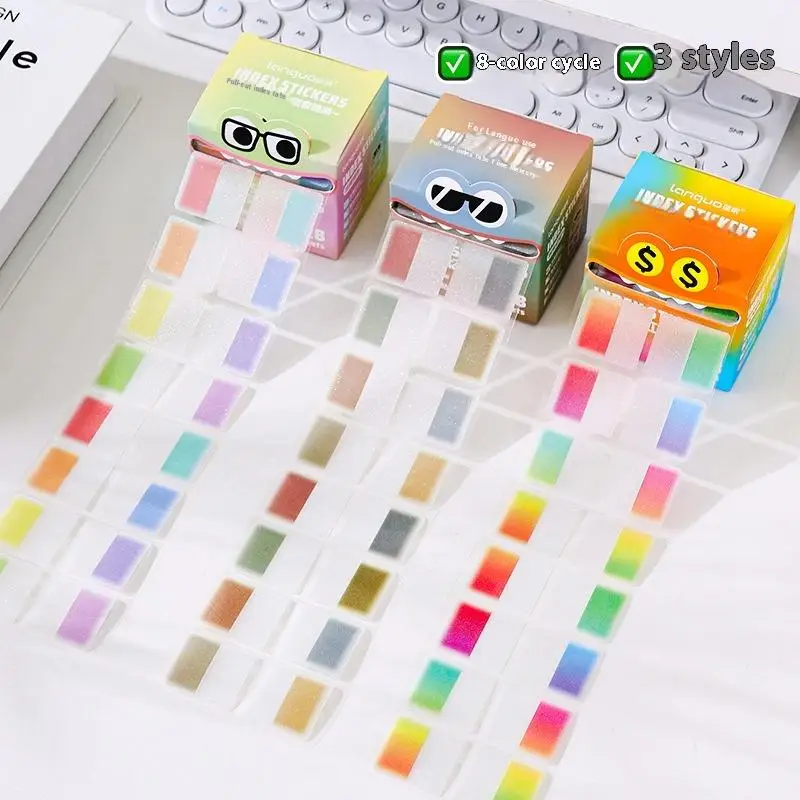 Transparent Colorful Marking Notes Memo Pad Note Marking Supplies 128Sheets/box Drawer-style Pull-out Pearlescent Paper Sticky