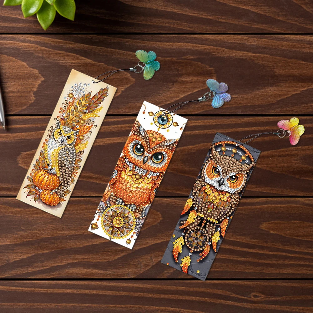 3Pcs Special Shape Cat Flowers Diamond Painting Bookmark Diamond Painting Bookmark Making Kit Diamond Art Bookmark with Pendant