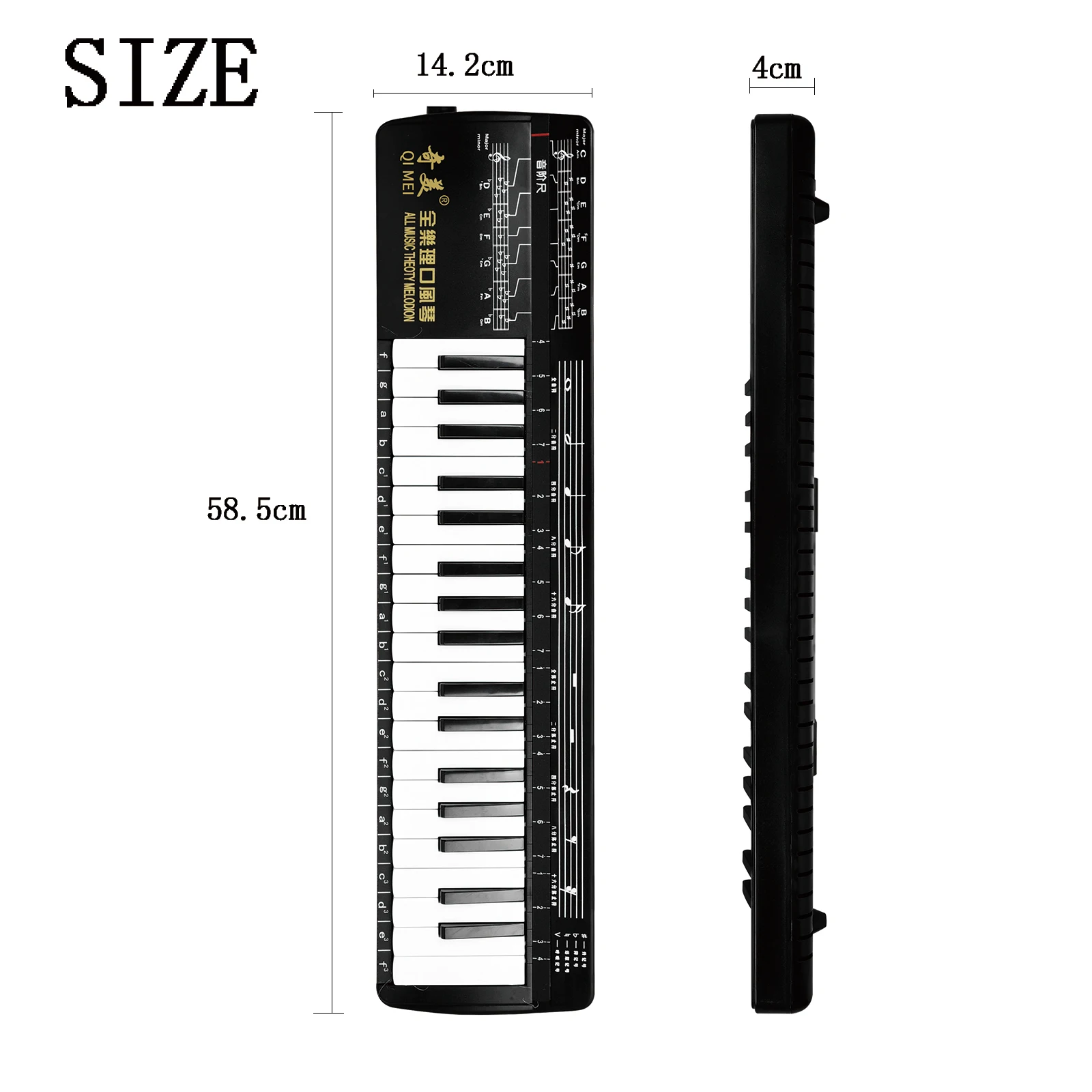 QIMEI 37 مفاتيح ميلوديكا لوحة مفاتيح البيانو نمط آلة موسيقية هارمونيكا الفم الجهاز مع حقيبة حمل المعبرة التعليمية Gi