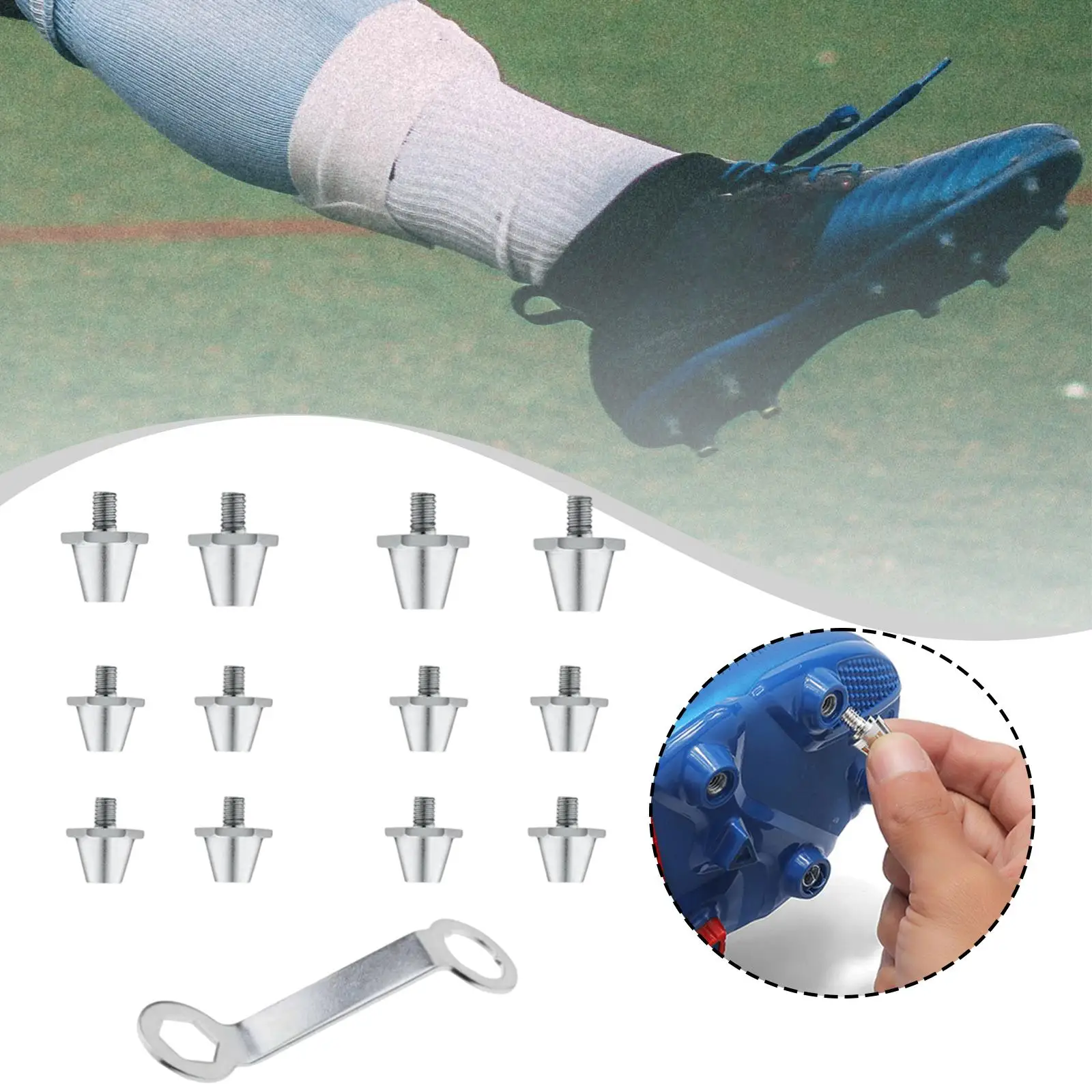 

Стабильные алюминиевые шипы для футбольных бутсов, комплект винтов и шпилек для бутсов с гаечным ключом для футбольных бутсов в помещении