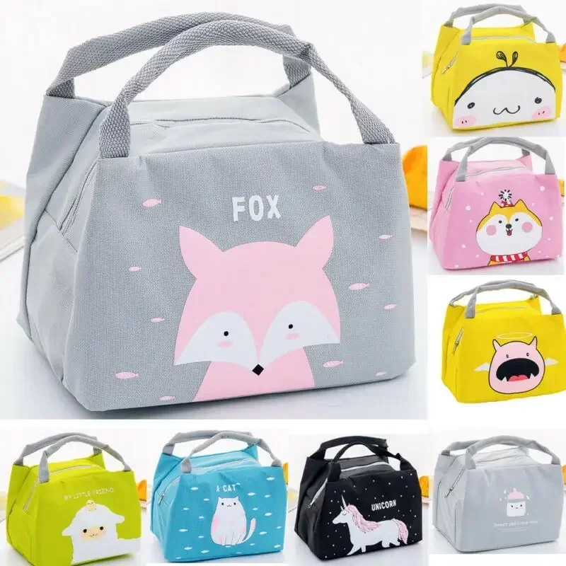 Tragbare isolierte thermische Bento-Kühltaschen Lebensmittel Picknick Lunch Bag Box Cartoon Taschen Beutel für Frauen Mädchen Kinder Kinder