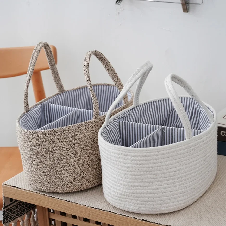 Multifunctional Travel Out Portable Mommy Bag Cotton Rope Diaper Bag Handbag Baby Products Organizer Basket