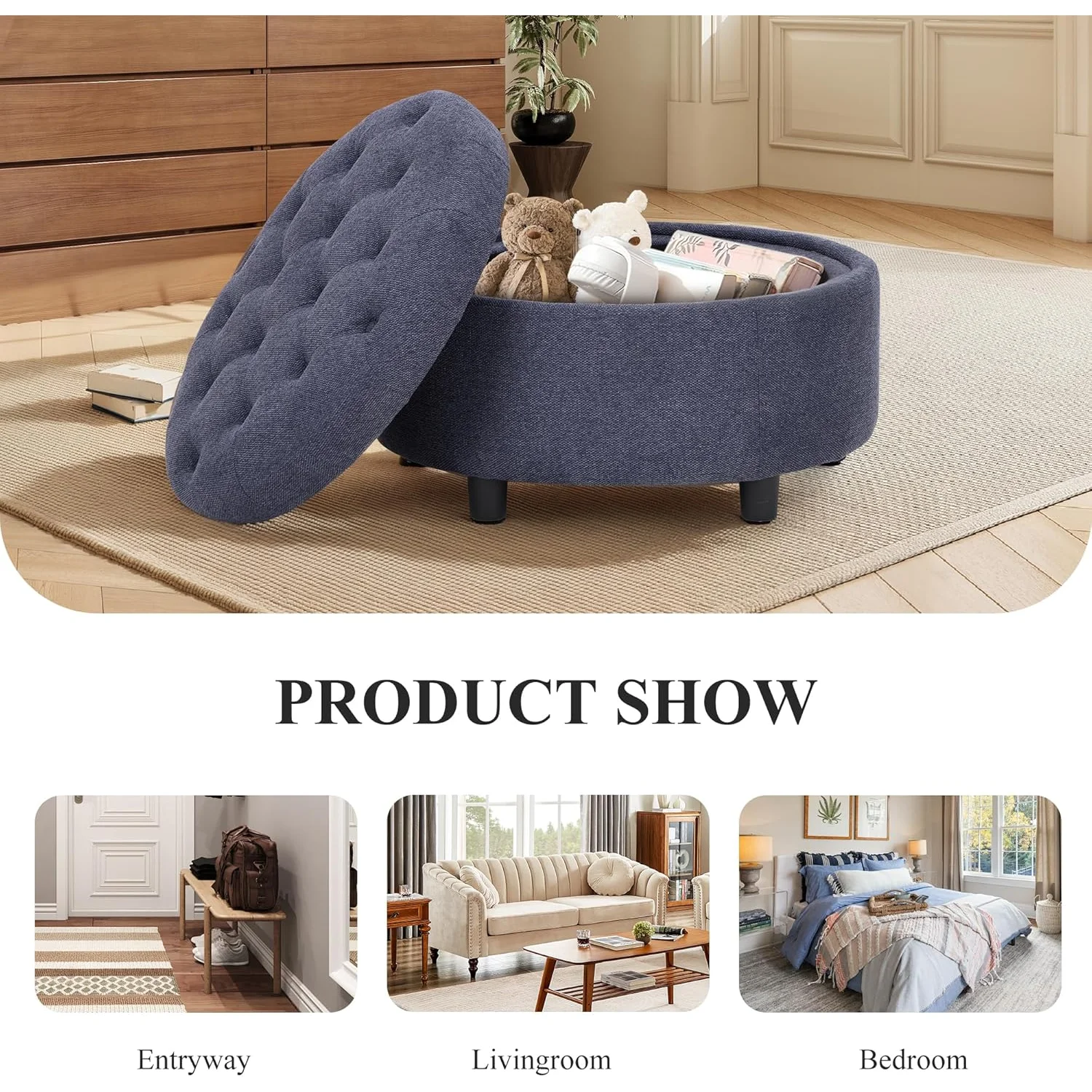 Reversible Tray Lid – Multi-Functional Footrest, Hidden Storage, Sturdy & Stylish Small Coffee Table for Living Room, Bedroom