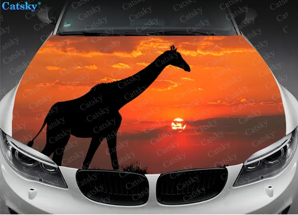 Animal Giraffe Car Hood Wrap Color Vinyl Sticker Decal Truck Graphic Bonnet Decal Custom Car Decoration Stickers