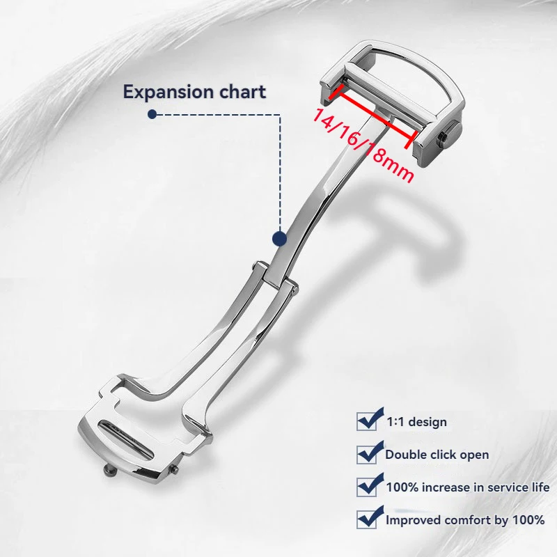 14 مللي متر 16 مللي متر 18 مللي متر للطي مشبك ل كارتييه جديد مشبك ساعة الفولاذ المقاوم للصدأ حزام من الجلد مشبك باشا الأزرق بالون سانتوس المشبك #3
