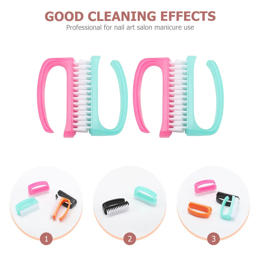 

4Pcs Nail Cleaning Brushes Durable PP Material Portable Lightweight Fingernail Scrubbing Art Tools Home Use Nail for Cleaning