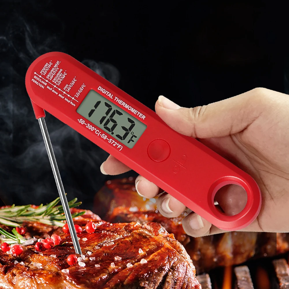 Therye.com numérique étanche à lecture instantanée, Therye.com de cuisine avec rétro-éclairage, sonde pliable pour la cuisson de la viande