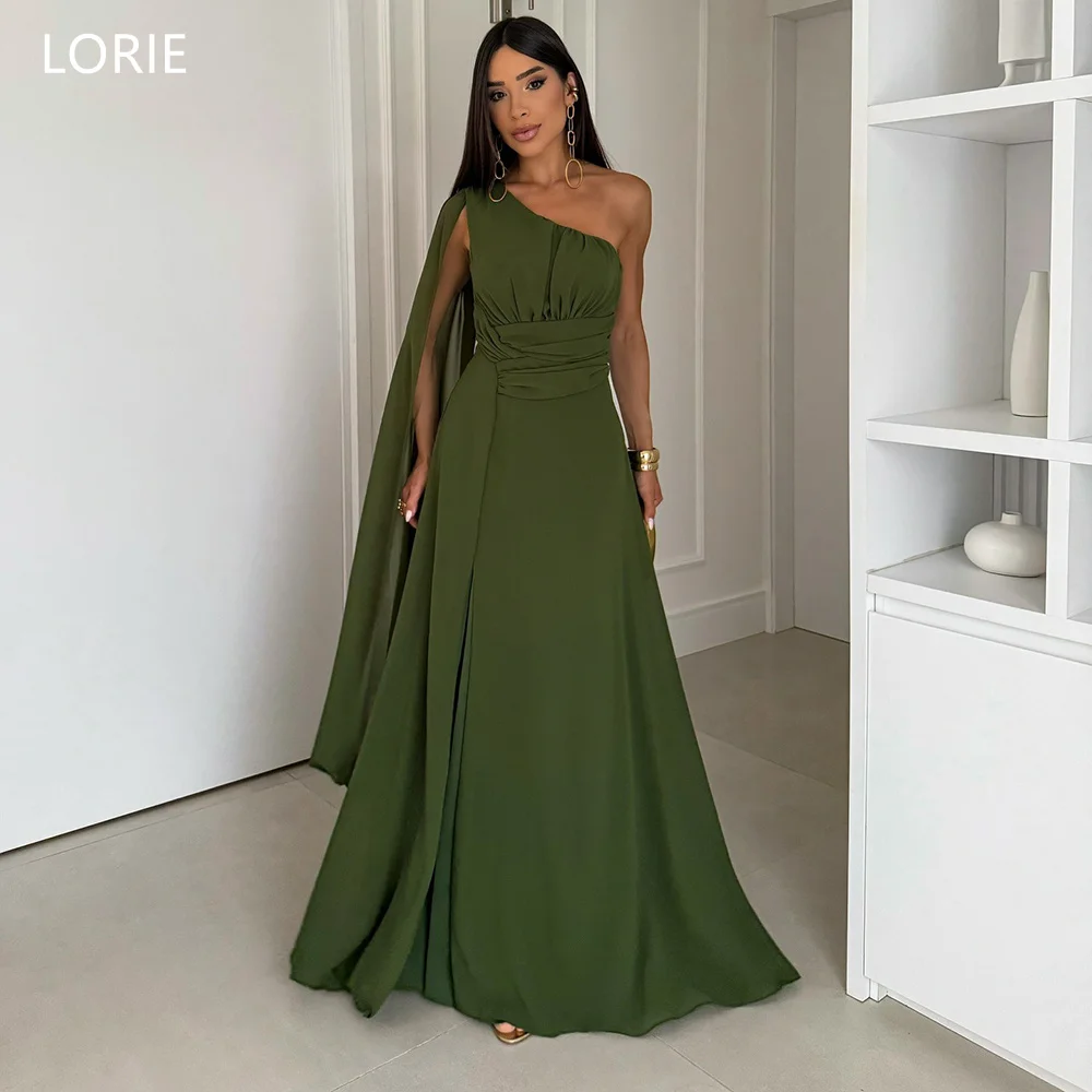 

LORIE Chic Chiffon Evening Dresses One-Shoulder Sleesveless Side Slit Party Dress A-Line Floor-Length Prom Gowns Customized