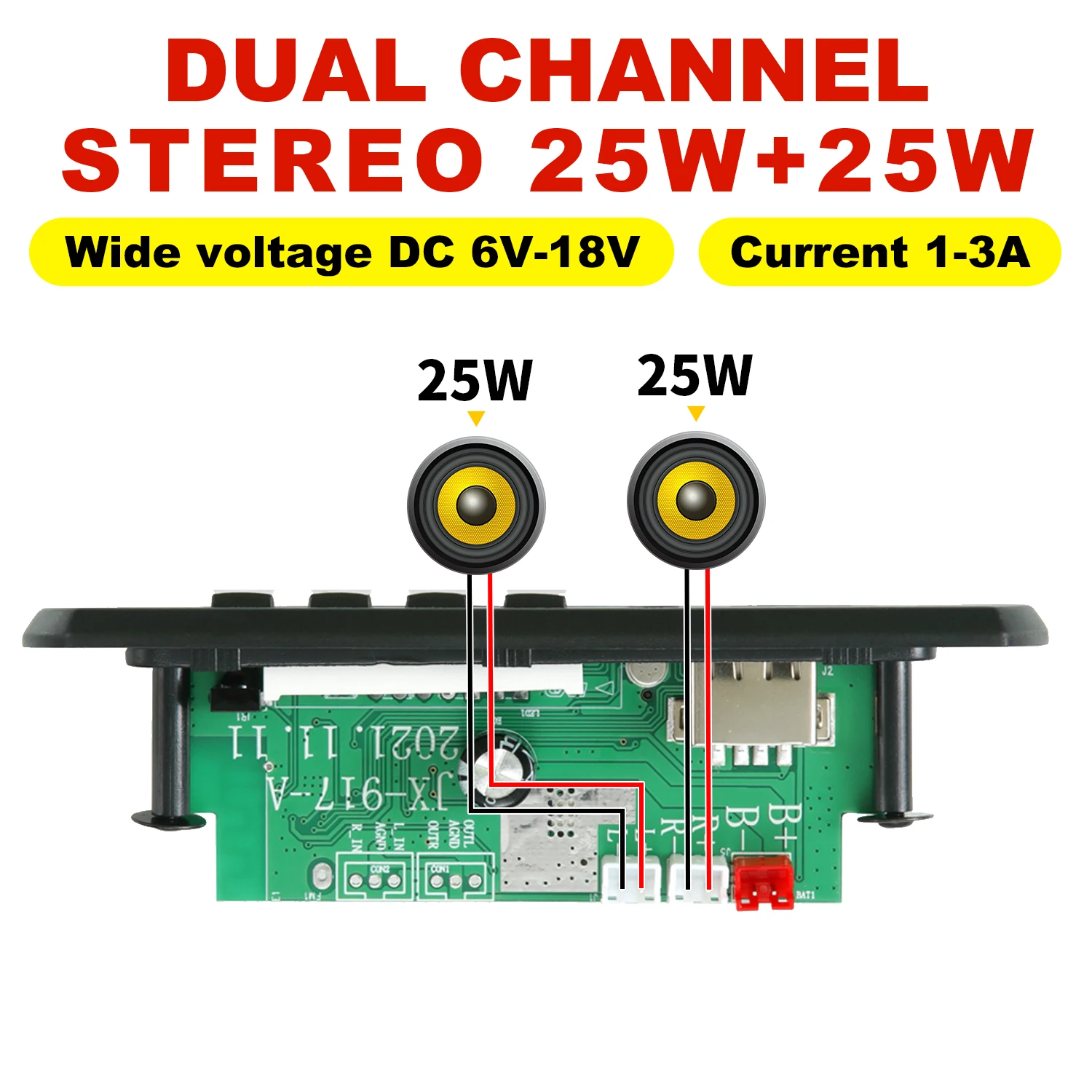 80W 50W Amplifier MP3 Player Decoder Board 12V 18V Wireless Bluetooth 5.0 Car Audio USB TF FM Radio Recording Call For Speaker