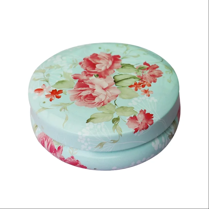 Cartoon Tinplate Flat Round Tin Box Can Flower Tea Pot Handmade Soap Candle Jar Case Wedding Birthday Gift Packaging Box