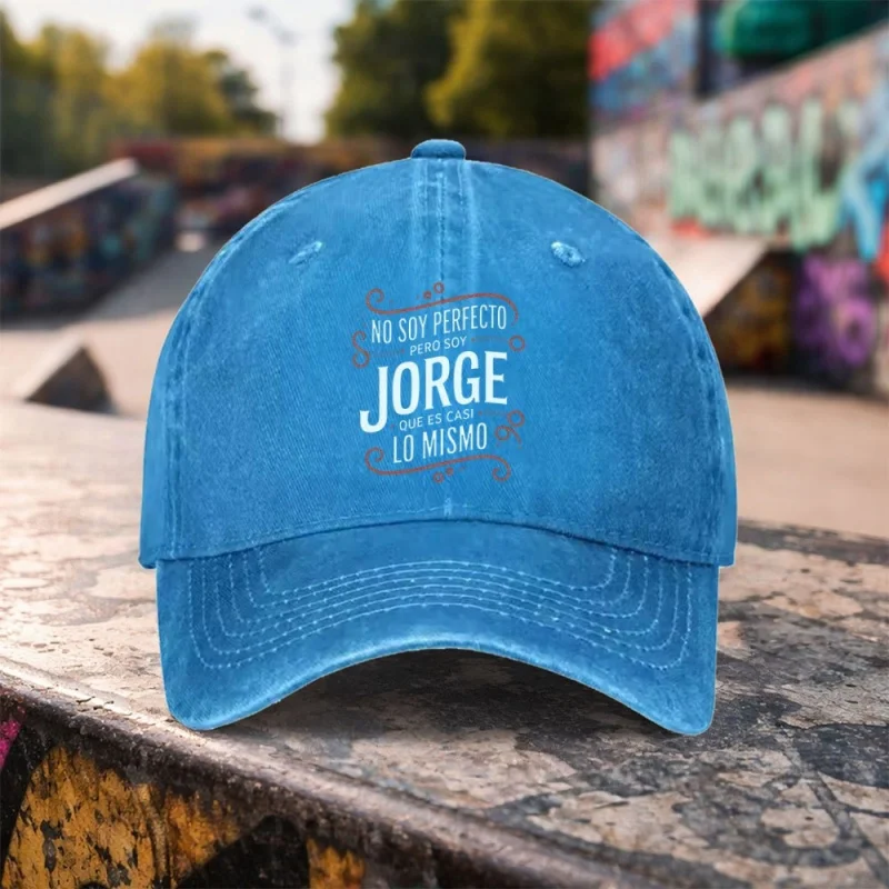 Jorge Printed Washed Baseball Cap Unisex Outdoor Sports Casual Wear Non-Stretch Daily Use Sports Events Holiday Accessory