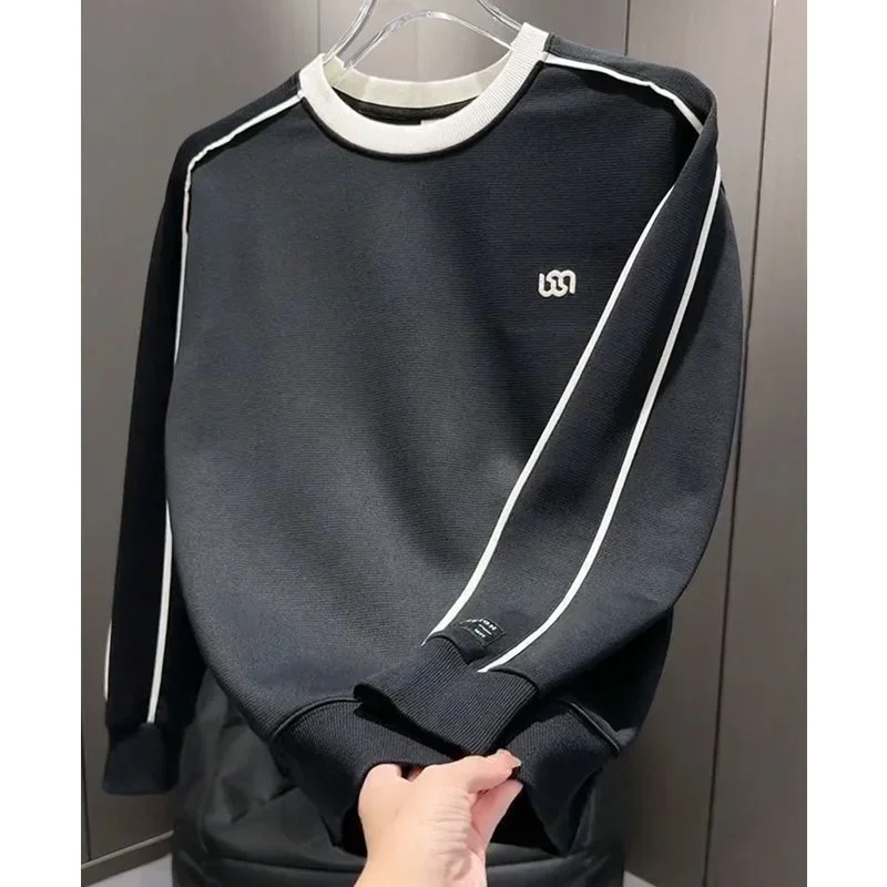 Premium MenS Hoodie Round Neck Long Sleeve Casual T Shirt Trendy Top