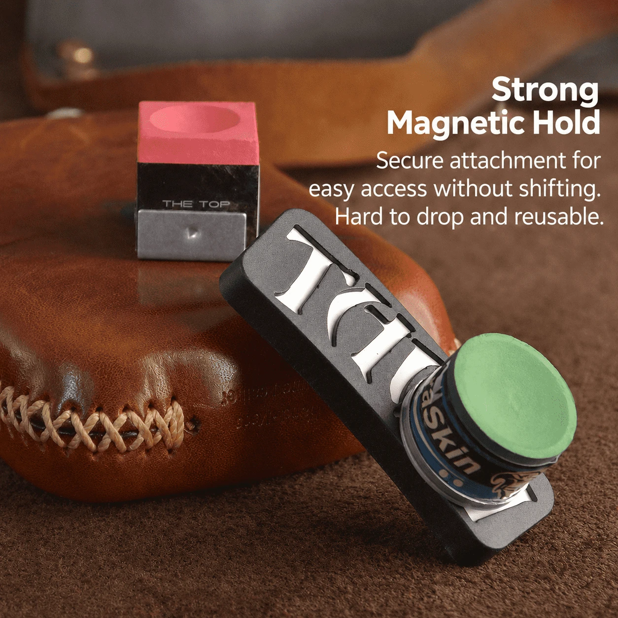 Taom Billiard Chalk Holder Strong Magnetic ,Snooker Cue Chalk Holder with Rubber Handle and Square and Original Chalk Clip