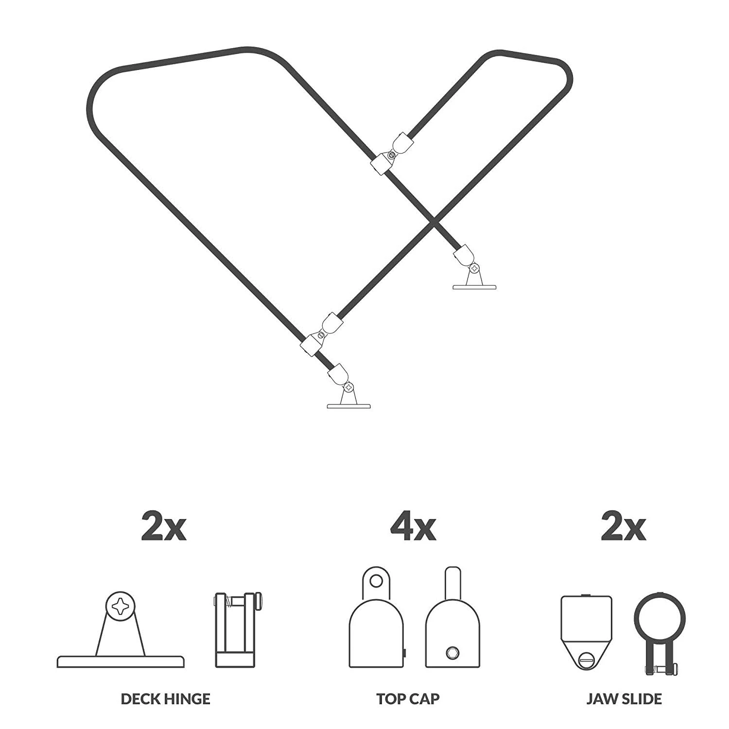 316 Stainless Steel (3-Bow/4-Bow) 22mm Top Boat Accessories Jaw Slide Cap Eye End Deck Hinge Fittings Hardware