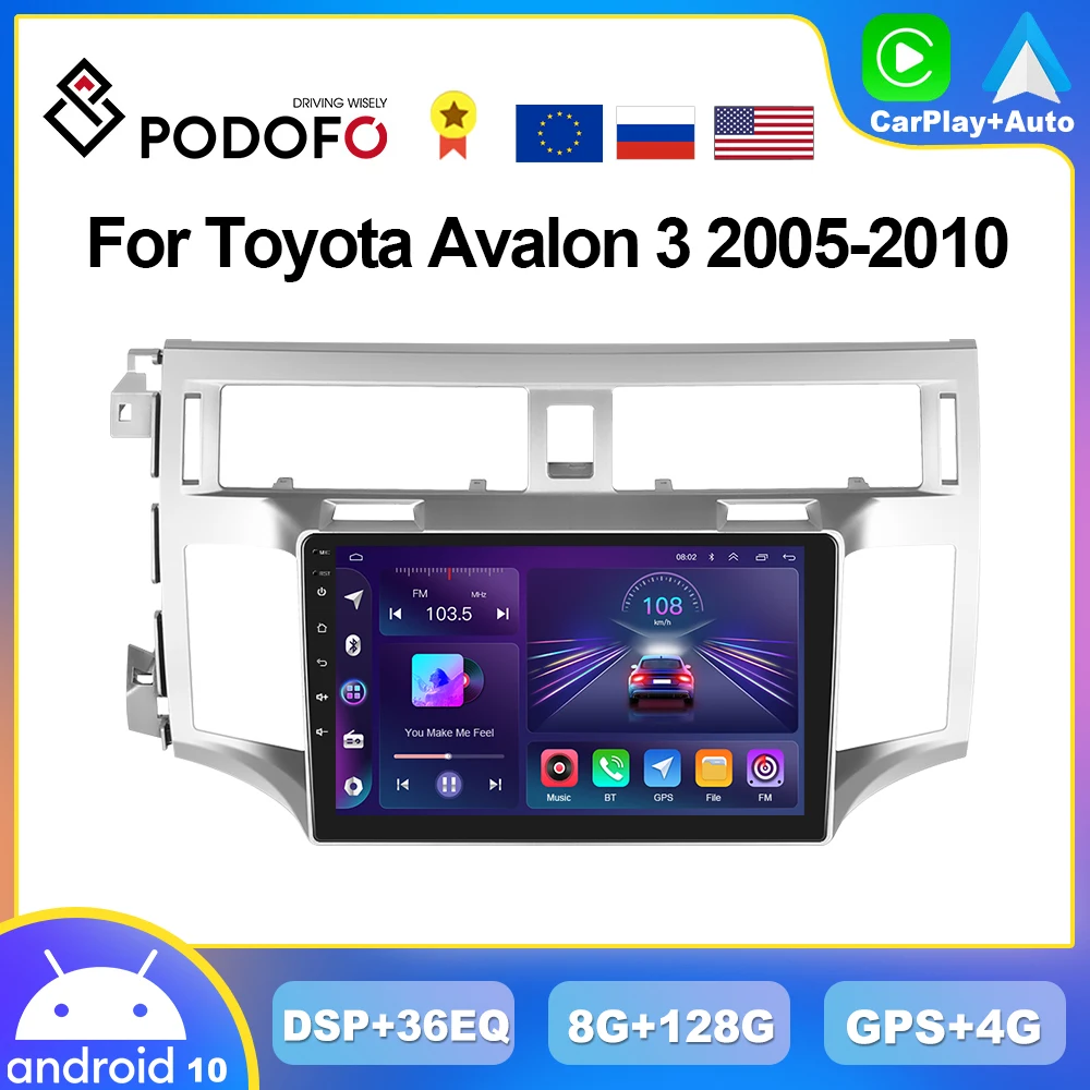 

Podofo 8G+128G CarPlay Radio For Toyota Avalon 3 2005-2010 Android Car Multimedia Video Player 2din Head Unit 4G Stereo GPS DSP