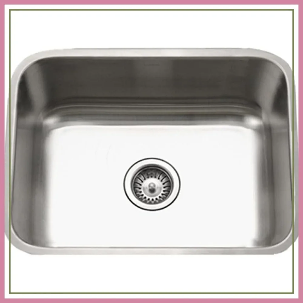 23 inch Undermount Kitchen Sink, Single Bowl Stainless Steel, 18 Gauge, Satin Finish, Corrosion Resistant, Soundproofed