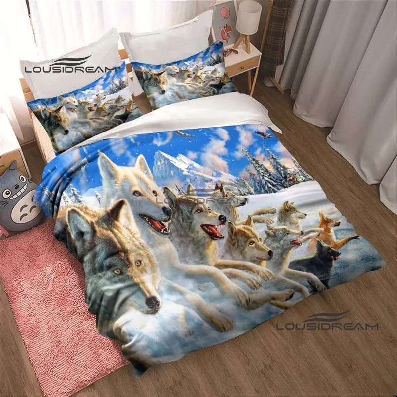 Wolf Dreamcatcher Quilt Cover Pillowcase Set  3D Printing Animal Home Decoration Boy Girl Creative Queen King Size Bedding Set