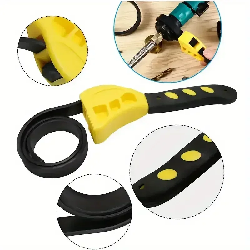 1Pc 6inch Belt Wrench Oil Filter Puller Strap Spanner Chain Wrench Strap Opener, Adjustable Disassembly Tool Automotive Tools