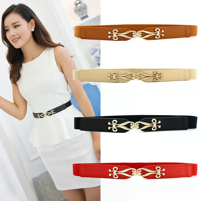 Waistband Women Fashion Elastic Elegant Cummerbund Dress Buckle Belt Strap Waist Decorative Accessory
