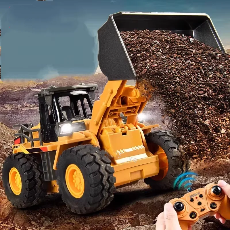 2.4G RC Dump Truck Alloy 9CH Excavator Lights Remote Control Bulldozer Multi-functional Engineering Vehicle Kids Toys Boys Gifts