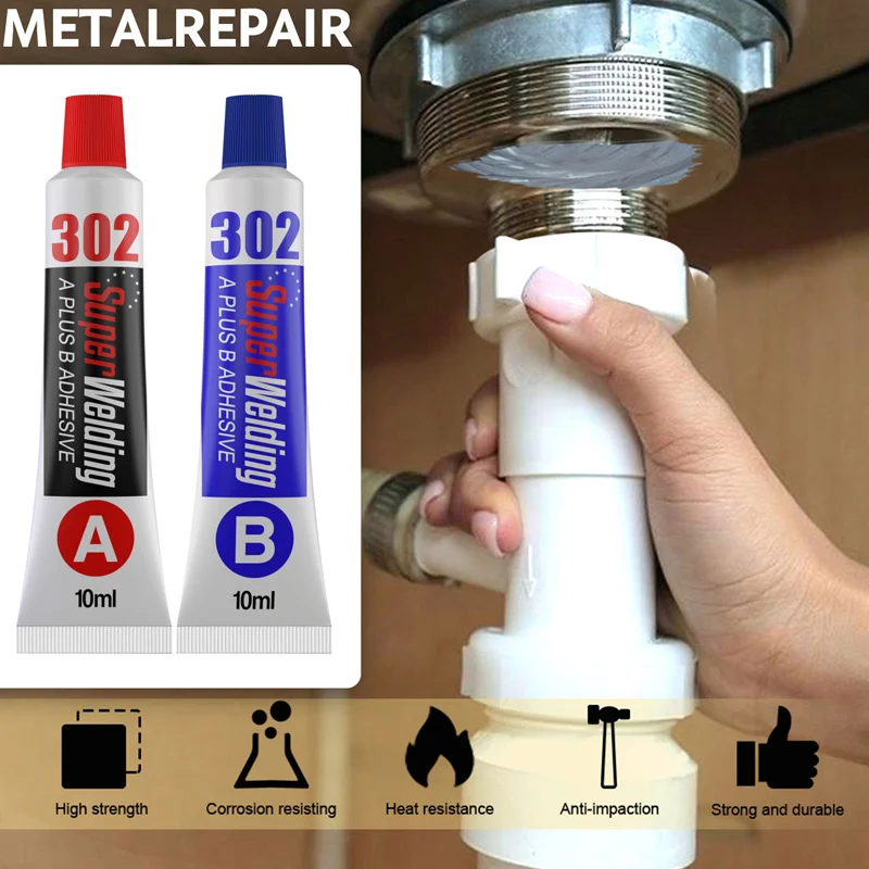 

Industrial Metal Repair Glue Heat Resistance Cold Weld Metal Repair Paste A & B Adhesive Gel Casting Tools